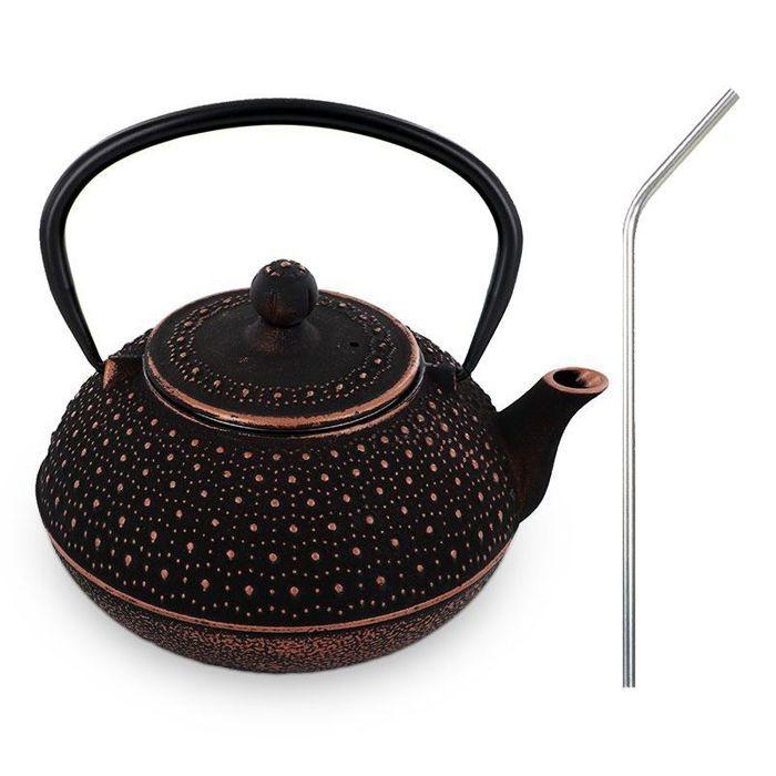 Théière en fonte Sui 0,8 L + 4 pailles en inox