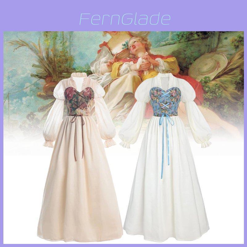 Elegant Renaissance Dress For Women Featuring Medieval Pirate Style And Fairy Design In Soft Polyester Fabric Available In Cream And White