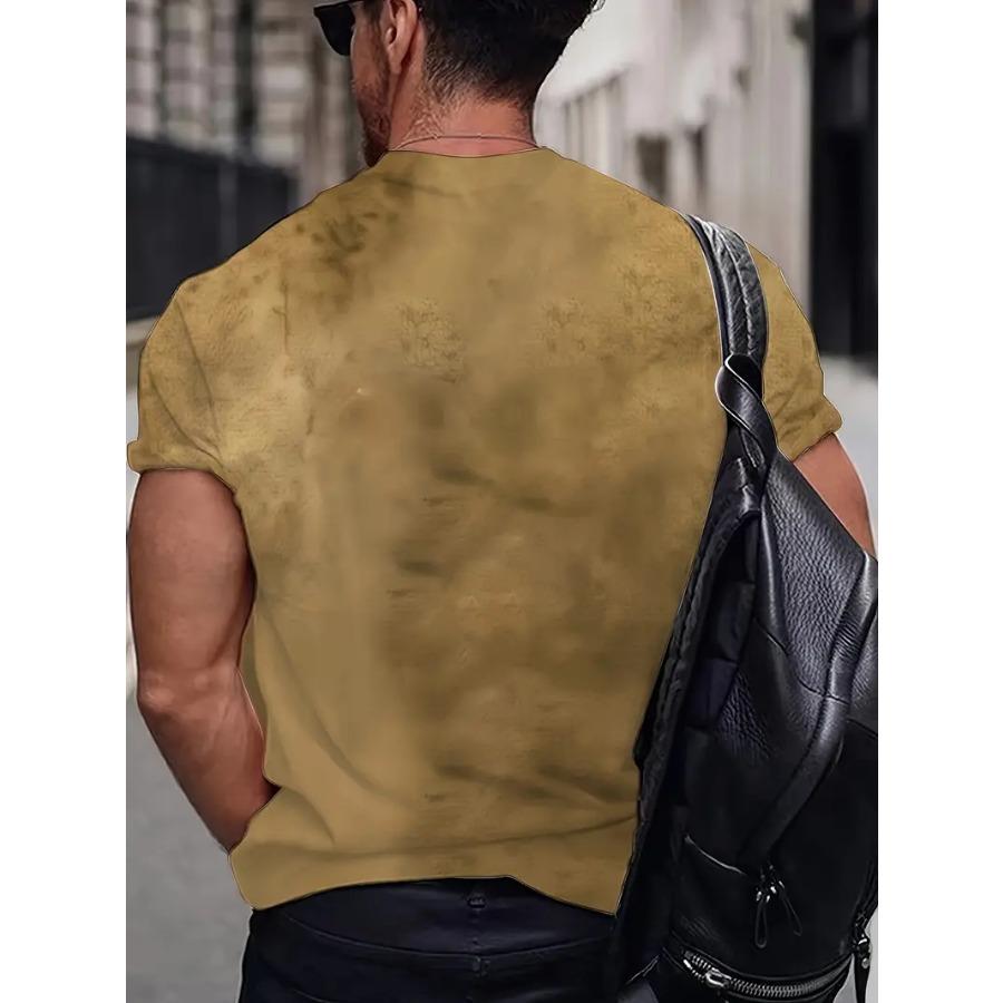 Plus Size Men's "Armor Of God" Graphic Print T-shirt For Summer, Fashion Casual Short Sleeve Tees For Big & Tall Males