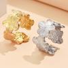 Retro Wide Band Floral Adjustable Gold-Plated Stainless Steel Ring for Women - Non-fading