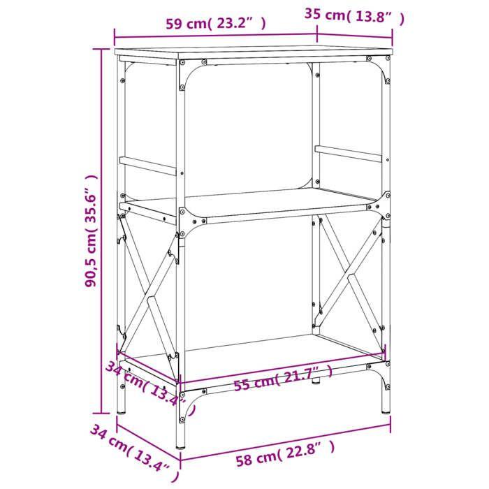 VidaXL Bibliothèque à 3 niveaux sonoma gris 59x35x90,5 cm 837615