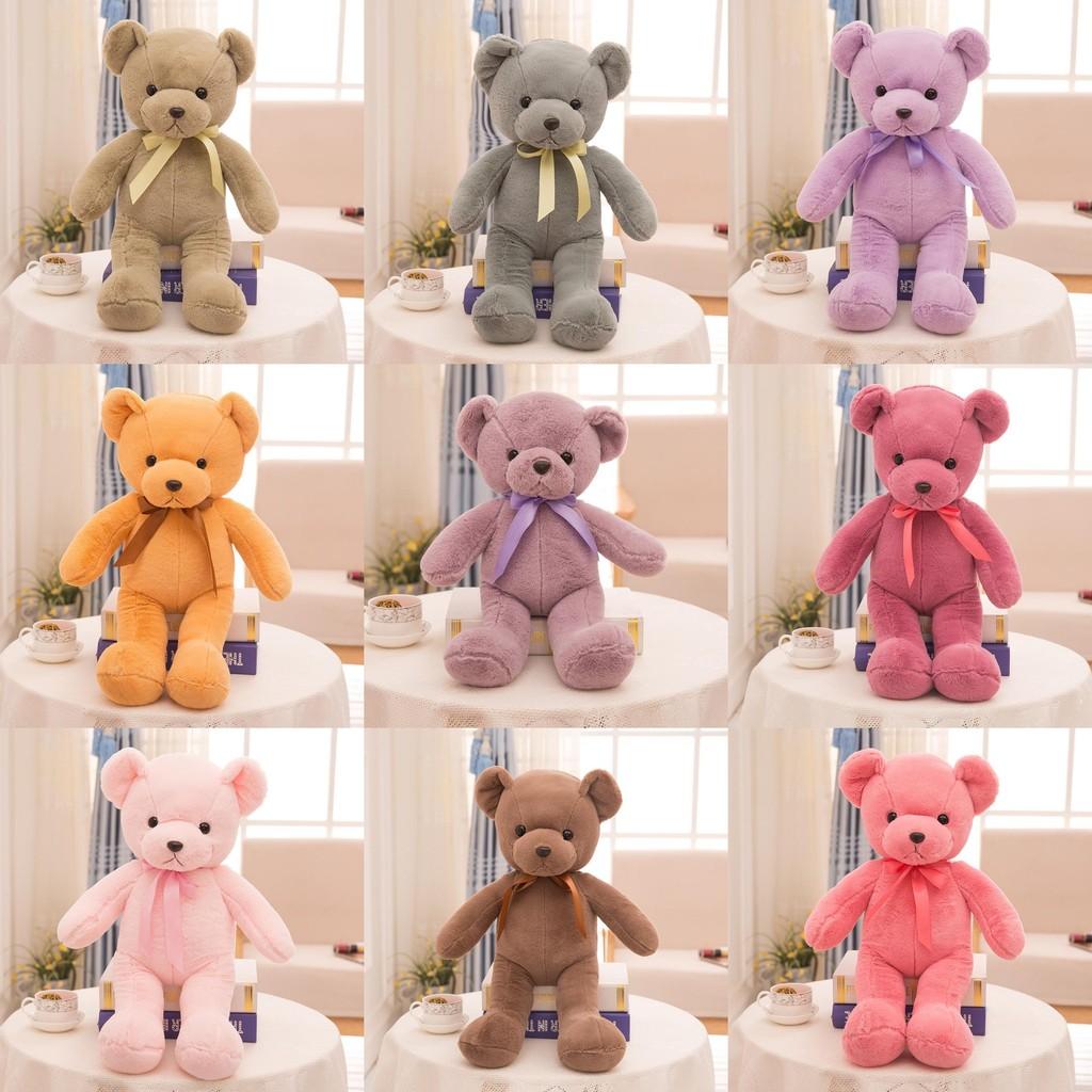 35cm Bear Teddy With Colored Bow Tie Plush Toy Stuffed Animal Doll Gifts Kids