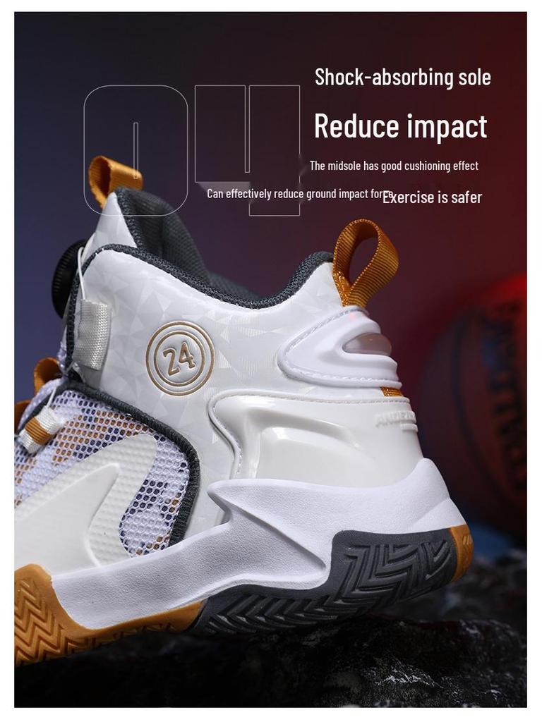 2025 Kids' Rotary Buckle Basketball Shoes for Boys – All-Season Sports Training Footwear