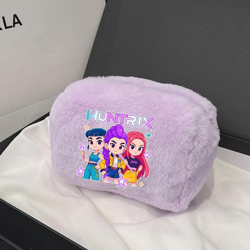 Kpop Demon Hunter Girls Women Plushes Cosmetic Bag New Makeup Bags Ladies Travel Organization Pouch Pink Pencil Case Gift