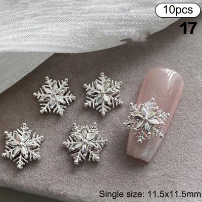 10Pcs Snowflake Alloy Nail Decorations Nail Charms Diy Stereoscopic High Quality Multiple Styles Nails Charms Nail Art Enthusias