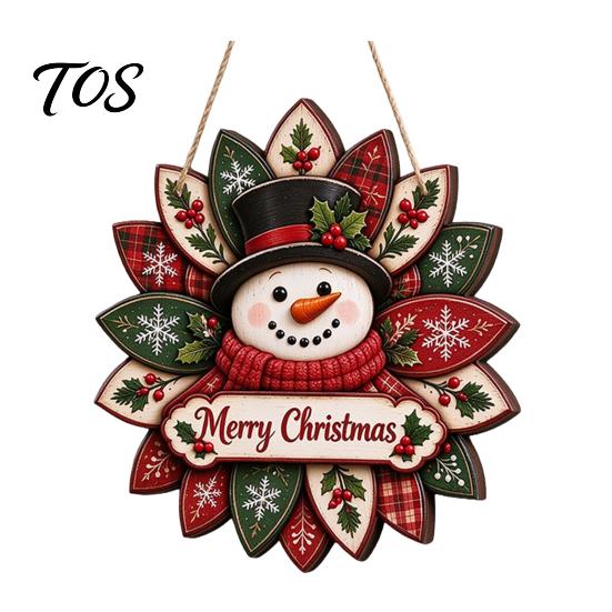 Rustic Xmas Wall Plaque Christmas Wooden Hanging Sign, Decorative with Hemp Rope, 2D Gift for Friends Flat Tree Pendant Holiday Home Door Fireplace