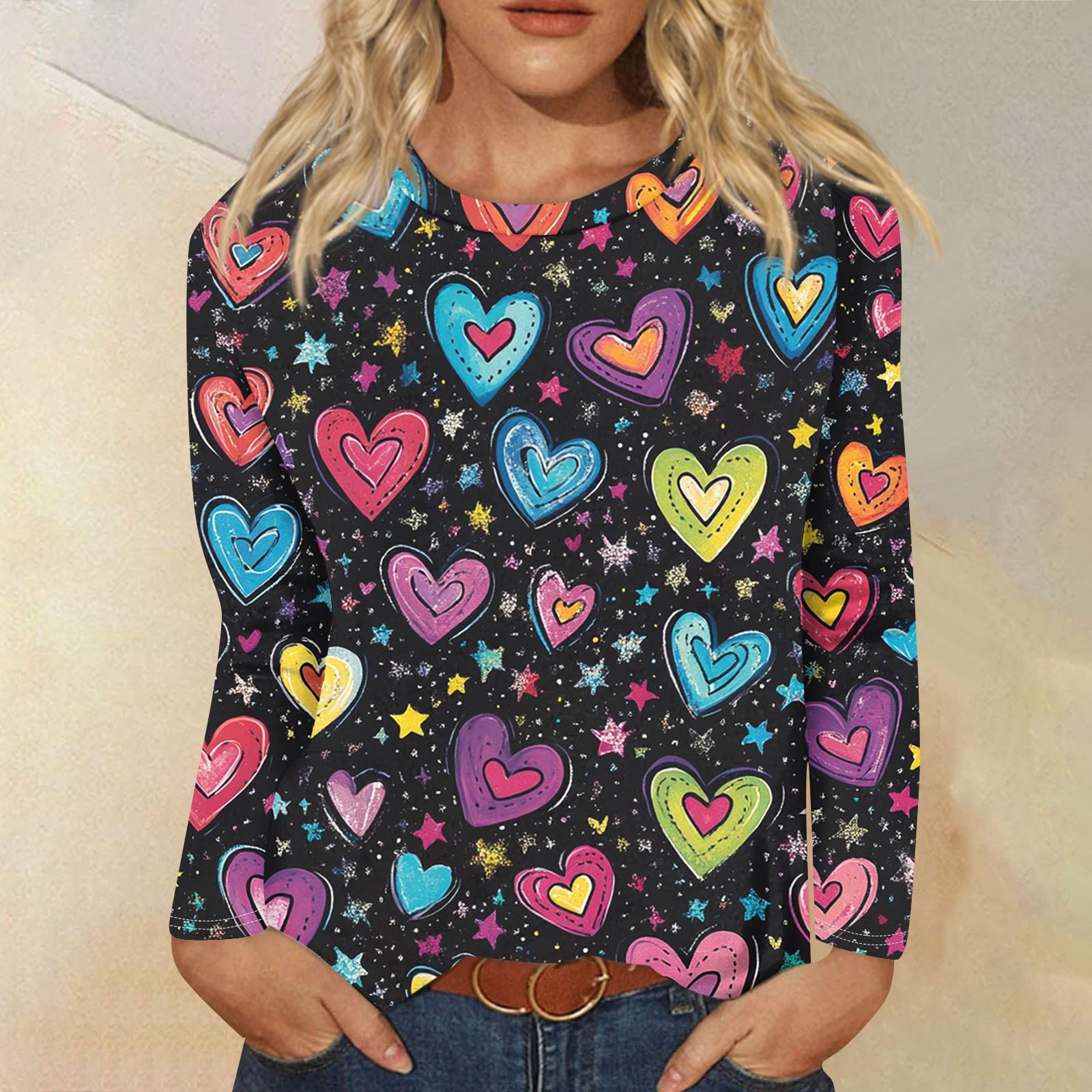 

Женская модная повседневная футболка с круглым вырезом и длинным рукавом, топ с принтом «День Святого Валентина и любовь» XL жёлтый