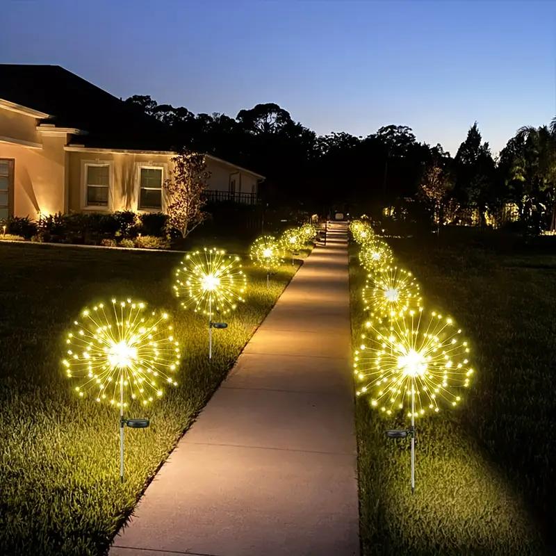 1-6PCS Solar Garden Lights Firework Lights Outdoor Starburst Sparkler 200LED Multicolor For Path Lawn Walkway Patio Yard Parties