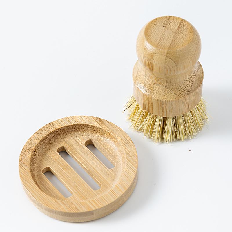 Bambus Küchenbürsten Set: Kurzstielige Geschirr- und Topfreinigung mit Sisalborsten