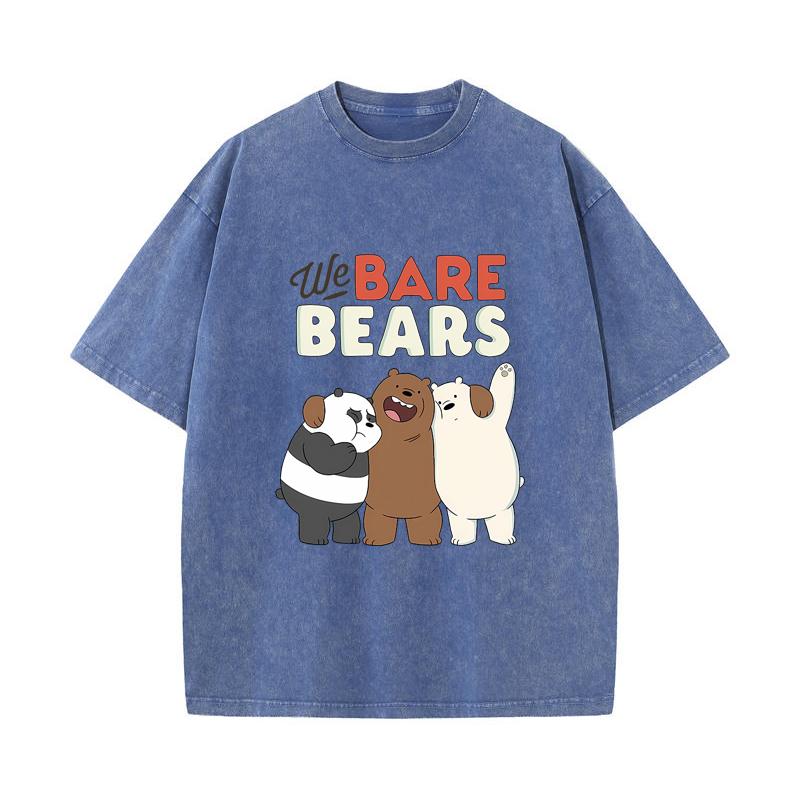 SX-71 MINISO 2026 Summer Vintage Wash Printed Pure Cotton Shoulder Style Men's and Women's Round Neck Short Sleeved Couple T-shirt