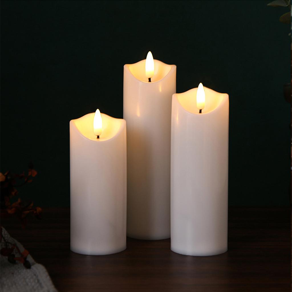 3pcs Led Electronic Candle Light Household Smokeless Lighting Birthday Hotel Wedding Decoration Scene Layout Props Candle Lamp