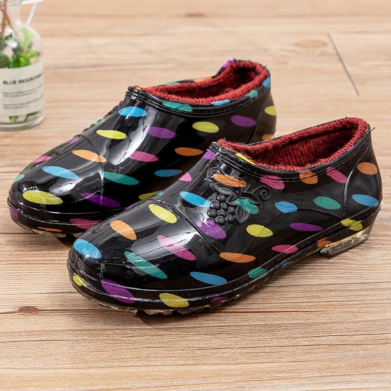 Low-top fashion models, light-mouth waterproof shoes, rain shoes, women's summer kitchen work rubber shoes, water-treading non-slip short overshoes