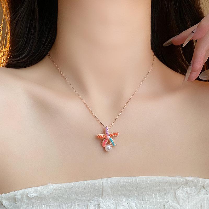 2024 Vibrant Starfish Pearl Necklace: Chic, Luxurious Clavicle Chain for Women