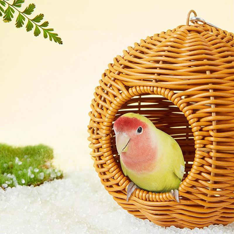 Hummingbird Nest Imitation Rattan Finch House Woven Shelter Pet Hut For Sugar Glider Ferret Canary Cockatiel Conure Small Animal