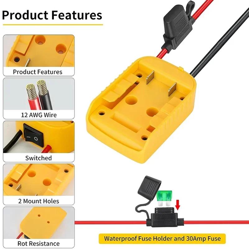 Power Wheels Adapter Battery Adapter For Dewalt/Milwaukee 18V 20V Battery 12AWG Wire Power Connector With Fuse DIY Tool