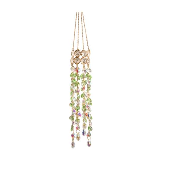 Faux Crystal Wind Chime for Outside, Window Hanging Sun Catcher, Prism Rainbow Maker Pendant for Home, Garden, Patio, Porch