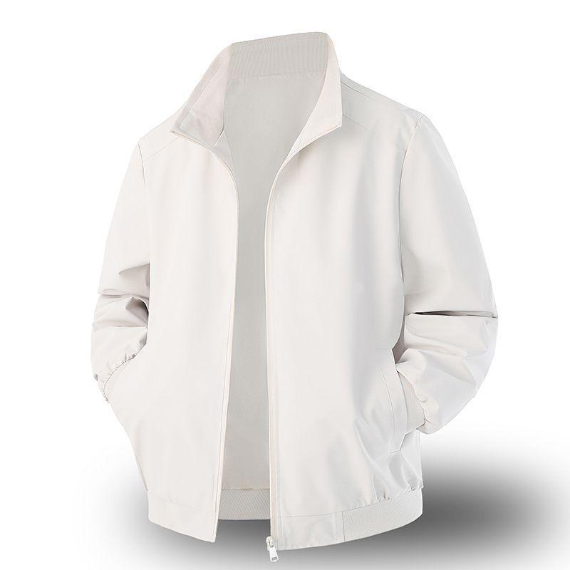 Men's Solid Color Baseball Jacket: Casual, Versatile & Trendy with Stand Collar