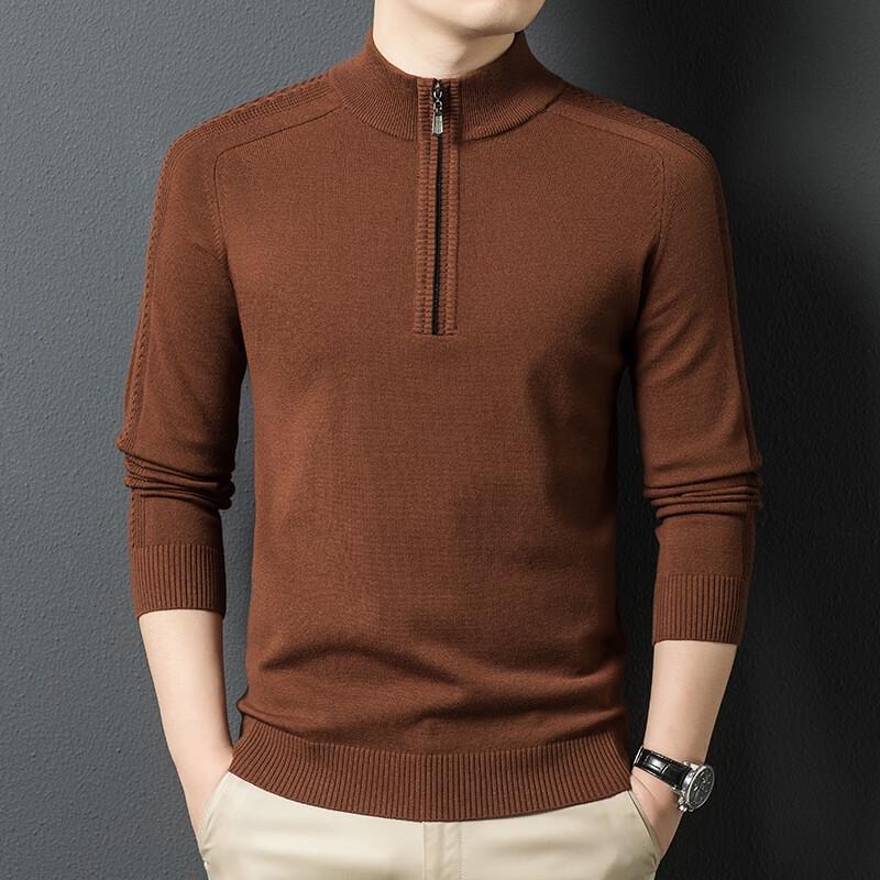 Men's Casual Stand Collar Quarter-Zip Pullover Sweater