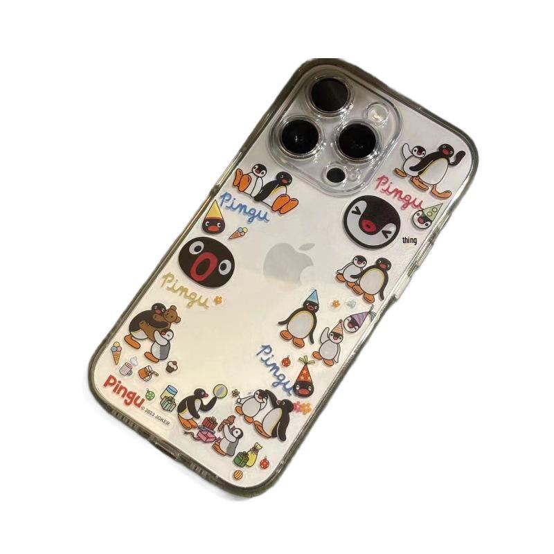 Pingu Familie Vollständige Abdeckung Weiche Hülle für Apple iPhone 15/14/13 Pro Max, 12/11 Pro, XS Max, 11