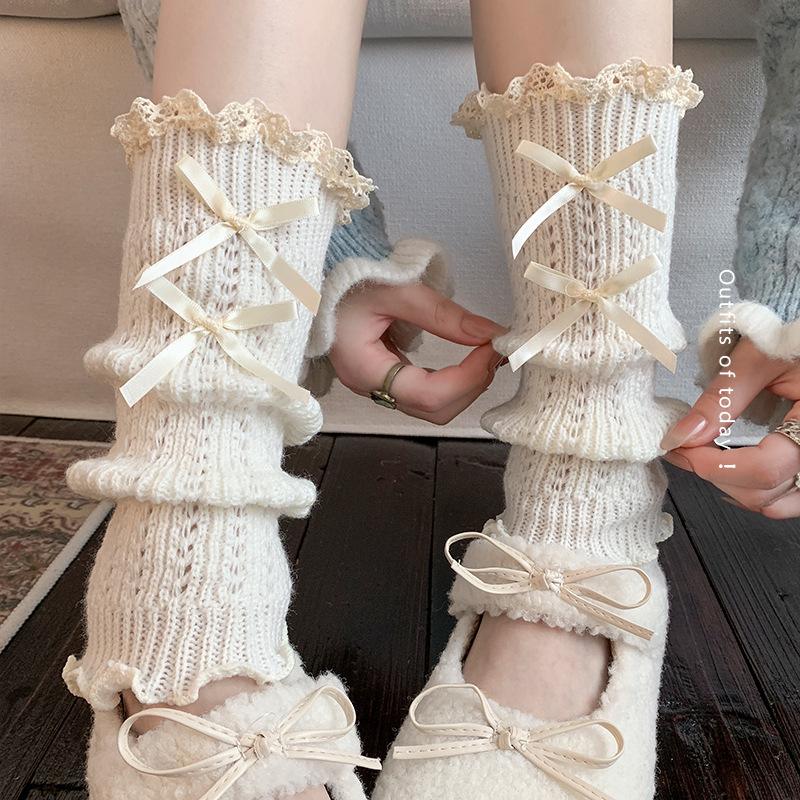 Boots Still Cotton Socks Cover Lace Lolita Stack Socks Girl Bow Sweet Thickened Girl Leg Cover