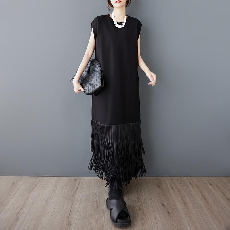 Sleeveless Plus Size Black Vintage New In Dresses for Women Casual Loose Long Summer Dress