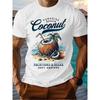 Men'S Summer Tee with Coconut Design - Short Sleeve Round Neck Shirt Featuring Palm Print, Lightweight Casual Top for Outdoor Fun, Holidays &