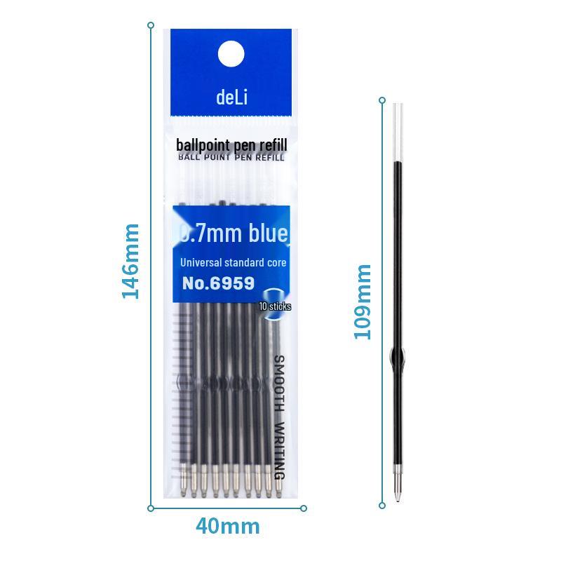 Deli 0.7mm Blue Click-Type Ballpoint Pen for Students and Office Use
