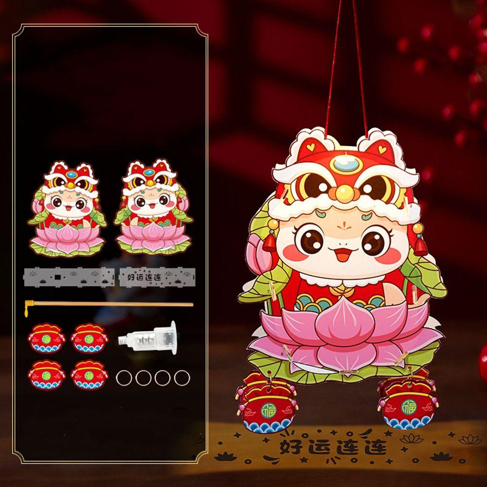 Traditional Chinese Snake Year Portable Lantern PVC New Year Luminous Lantern Spring Festival