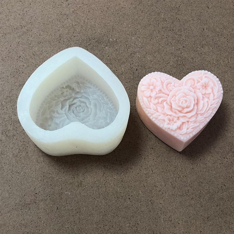 3D Love Heart Rose Silikon Flexibilní potravinářská forma Jílová pryskyřice Keramika Candy Fondant Candy Čokoláda Forma na mýdlo