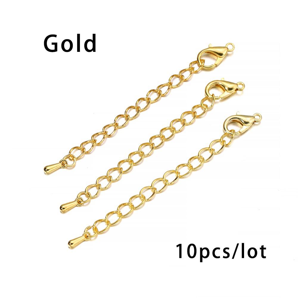 10pcs/lot 50 70mm Tone Extended Extension Tail Chain Lobster Clasps Connector For DIY Jewelry Making Findings Bracelet Necklace