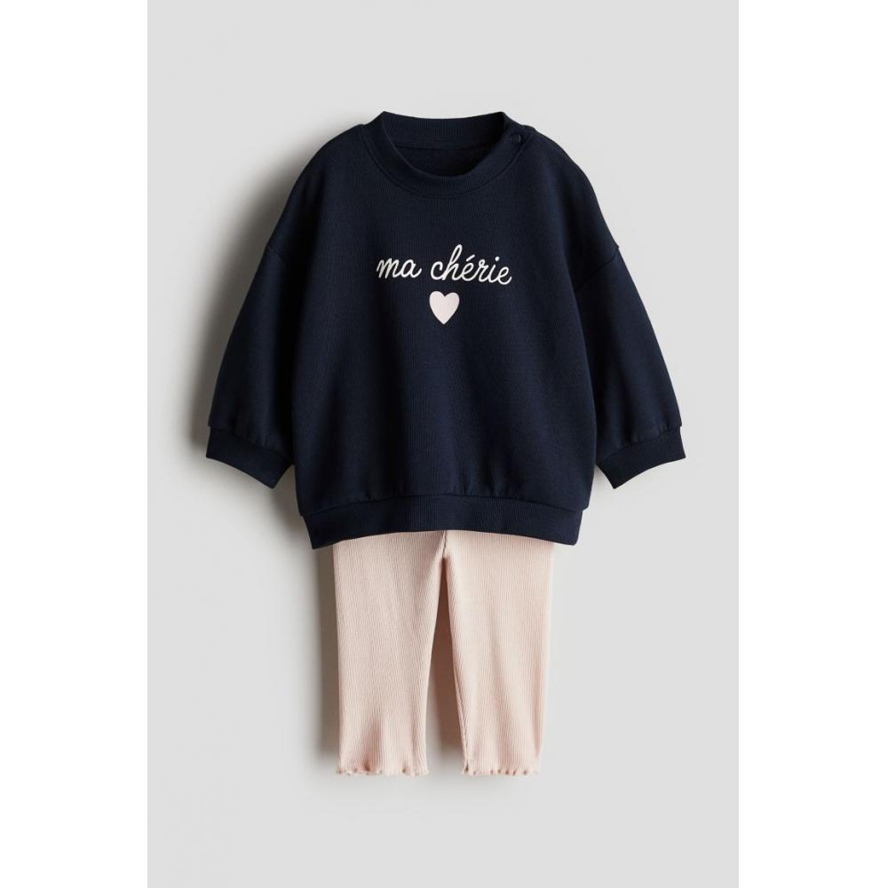 

H M Print 2 Piece Set Navy Blue Ma Ch rie