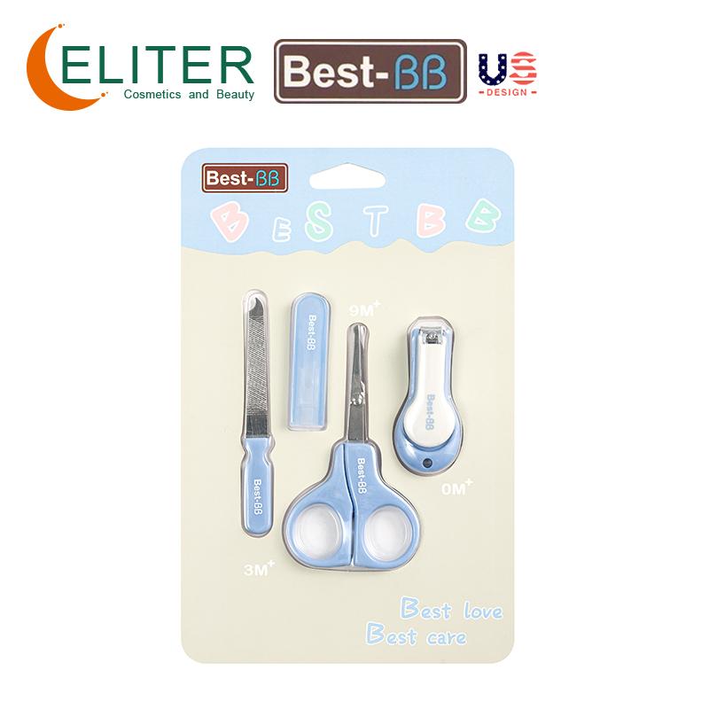 Eliter Hot Sell in Stock Pink Blue Green 3In1 Baby Nail Clipper Safety Baby Nail Scissors Short Nail Kit for Babies синий