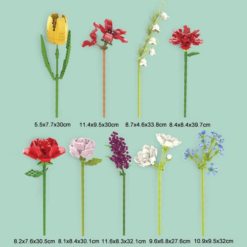 Mini Building Blocks Flower Children's Girls Mini Art Building Blocks Toy DIY Valentine's Day Gift