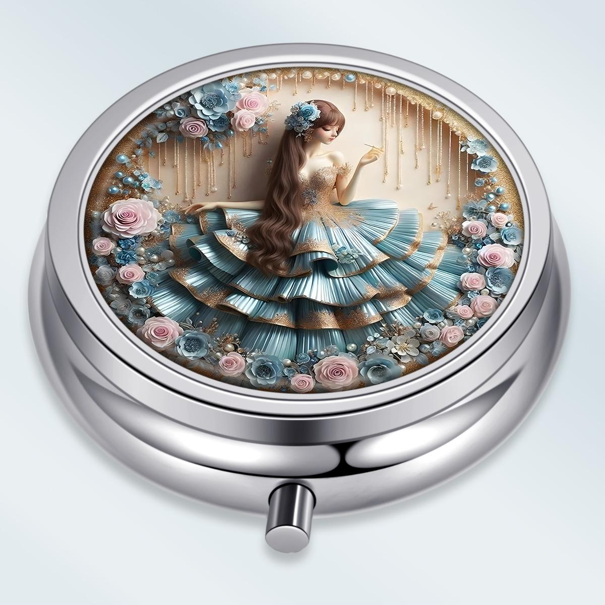 

Portable Pill Box with 3 Compartments, Mini Metal Medicine Organizer Case, Cute Printed Pill Container for Vitamins, Pills, Jewelry, Travel, Daily Use різнокольоровий
