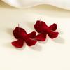 Fashionable Retro Red Velvet Flower Zinc Alloy Stamen Earrings for Women, Jewelry, Parties, Daily Matching Gifts