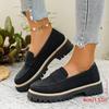 Women's Platform Penny Loafers Chunky Lug Sole Slip-On Casual Daily Shoes