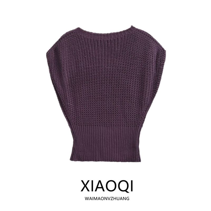 Fashion Style 2024 Autumn New Women's Thick Needle Knitting Wide Round Neck Sleeveless Casual Comfortable Top 5536100