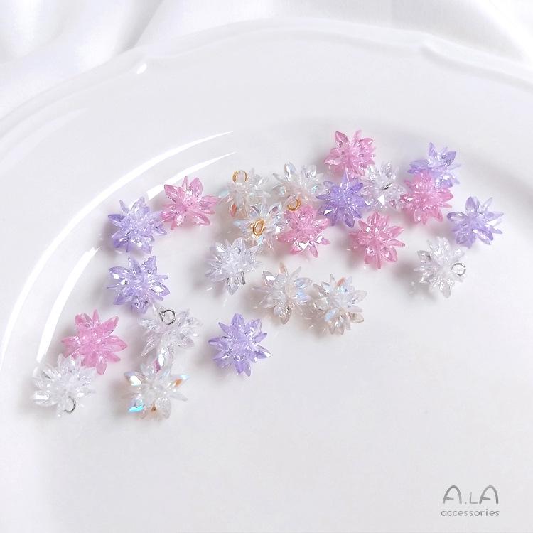 

Handmade Zircon Snowflake Diamond Earrings with Starry Sky Ice Flower Design