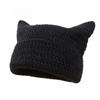Y2K Women's Christmas Red Green Slouchy Beanies Crochet Acrylic Cotton Cap 3D Embroidered Demon Devil Cat Fox Ear Knitted Stripe