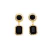 Court Antique Retro Temperament Black Square Geometric Metal Personalized Earrings