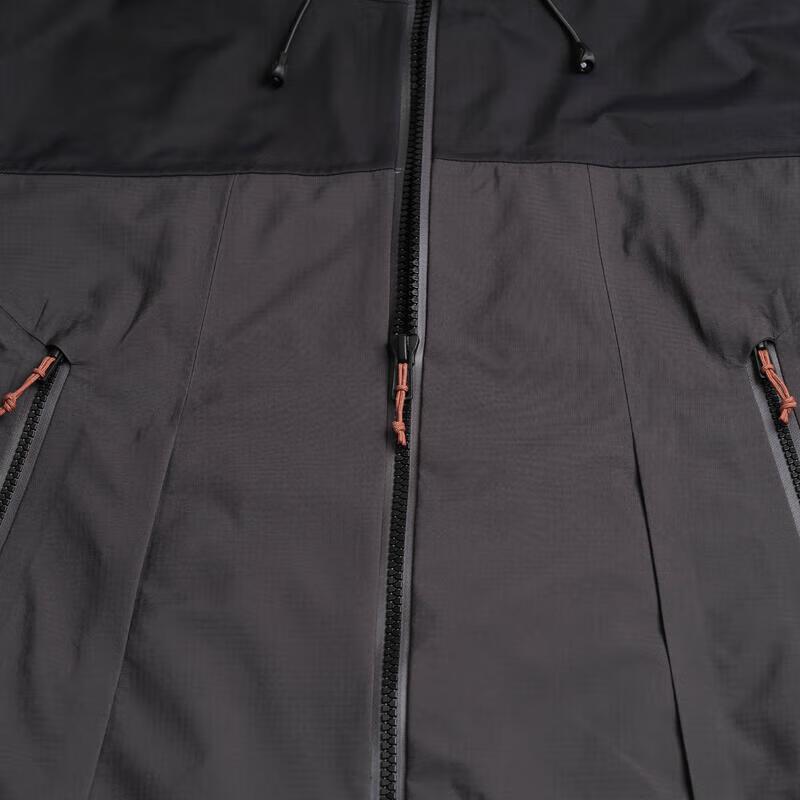 DECATHLON MT 500 Waterproof Breathable Long Sleeve Mountain Hiking FORCLAZ Waterproof Breathable Abrasion Jacket Men's Carbon Grey/Black