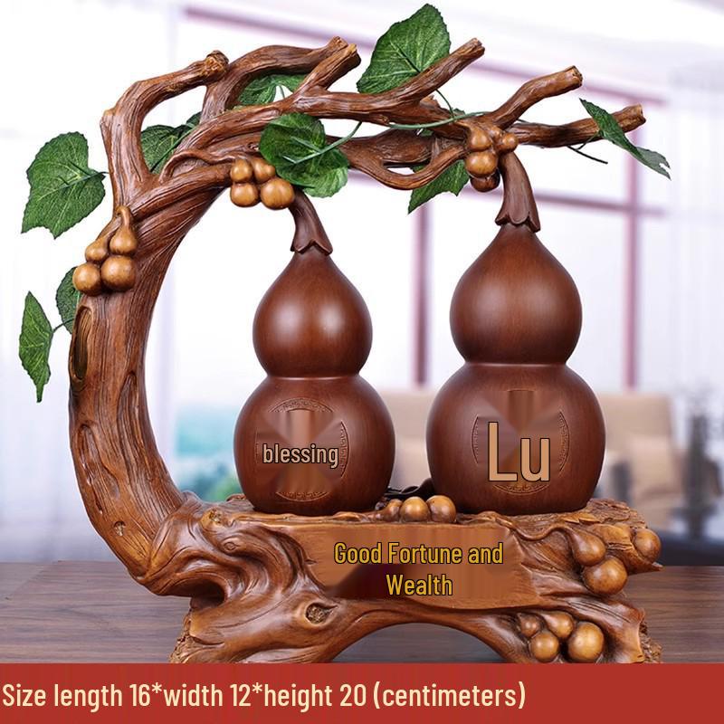 Lucky Gourd Ornament for Wealth, Living Room & TV Cabinet Decor, Housewarming Gift