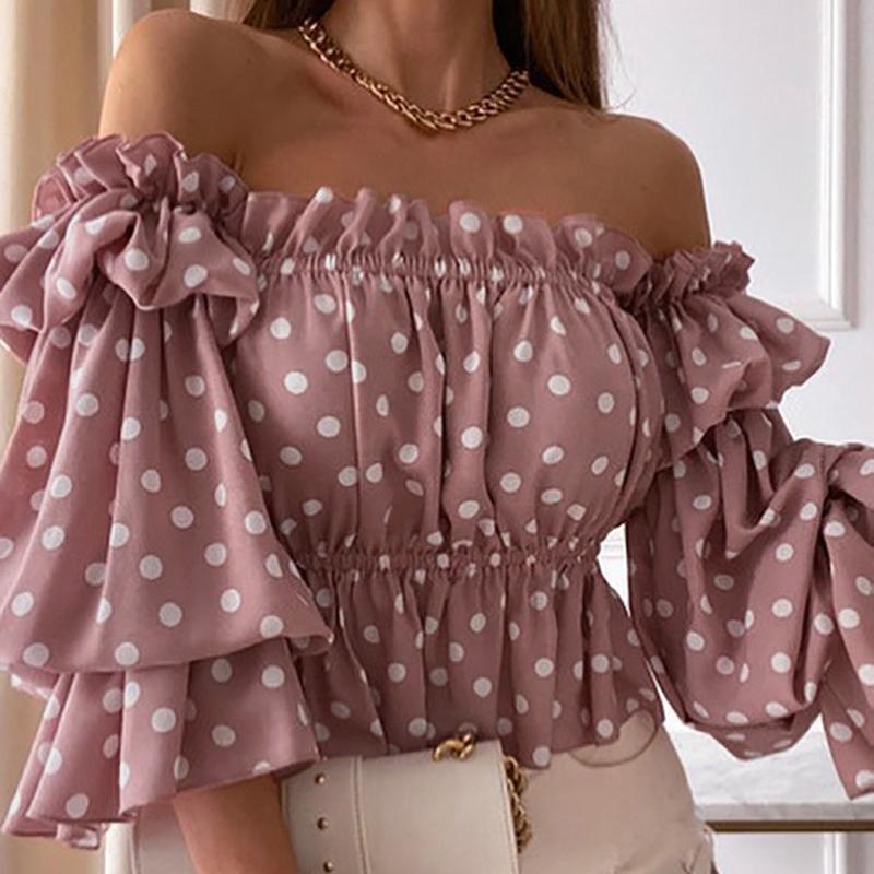 Women's One Shoulder Neck Sexy Fashion Long Sleeve Waist Shirt