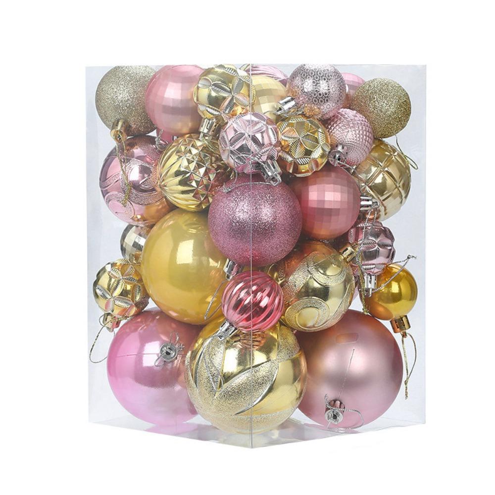 34pcs Crafts 4/5/6/8cm Christmas Ball Delicate Creative Christmas Tree Pendant Painted Colorful Hanging Ornament Party