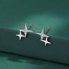 925 Sterling Silver Four-Pointed Star Stud Earrings for Women - Japanese and Korean Fresh Style with Full Diamond.