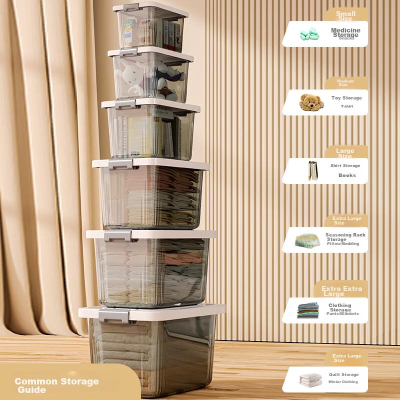 Jiadu Transparent Storage Box for Home And Car Use, Large Plastic Container for Clothes, Toys, And Organizatio