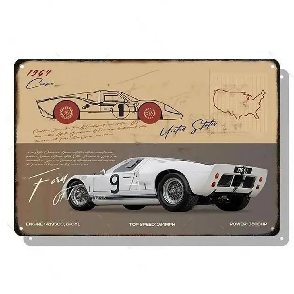 Metal Tin Signs Plaque Classic Cars Wall Decoration Vintage Art Posters Iron Painting for Man Cave Home Cafe Game Room Club Bar