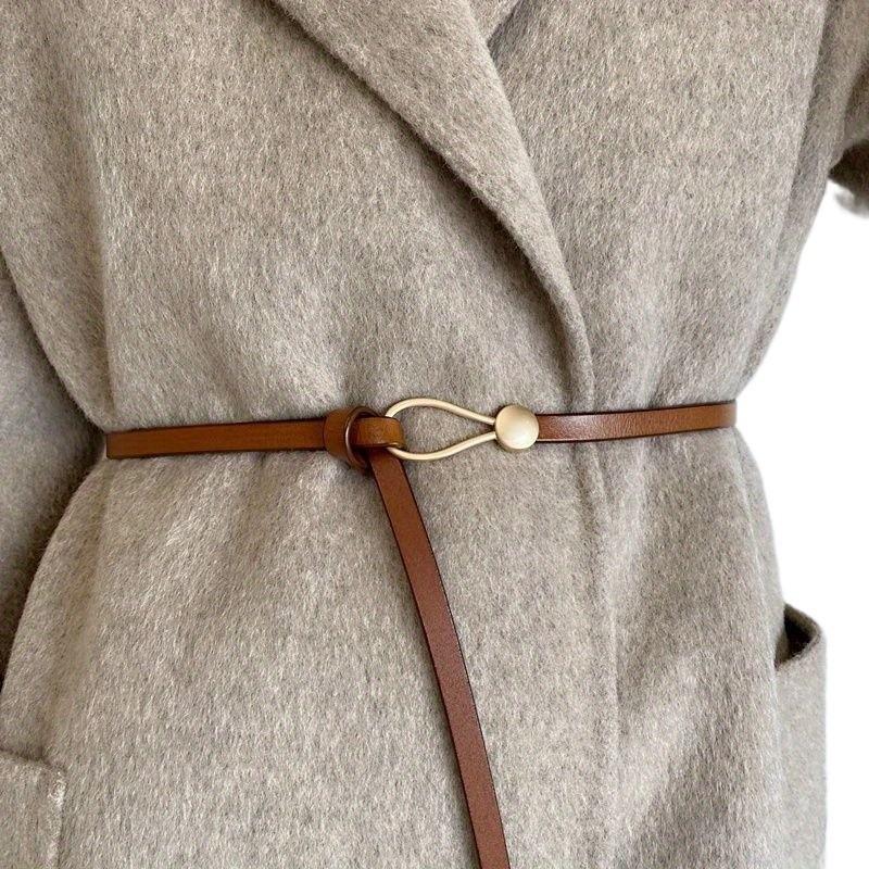 Stylish Knotted No Hole Women's Soft Leather Versatile Fashion Belt For Sweaters And Jeans