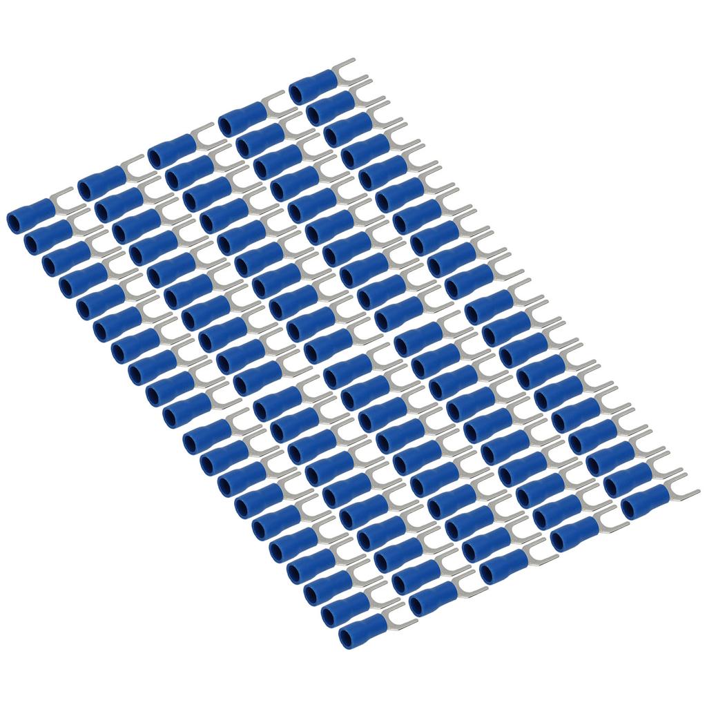 100 Stück Gabelverbinder Blau Stabile Leitfähigkeit 19A Sicher Isolierte Crimpanschlüsse Drahtanschluss für