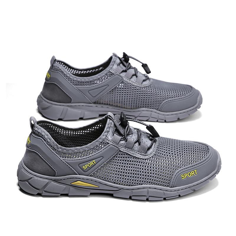 Outdoor Sneakers Male Casual Mesh Sports Lightweight Non-Slip Rubber Sole Hiking Shoes Camp Walking Shoes Men Shose Summer